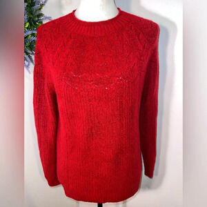 Talbots, MP, Wool Alpaca blend, stretchy open knit fare isle design sweater